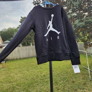 Michael jordan Air Black Silver Jumpman Logo Pullover Sweatshirt  M